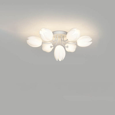 Modern Tulip Flower Shape 7/11/13 Light  Semi-Flush Mount Ceiling Light