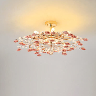 Modern Luxury Rose Iron Ceramic Crystal 6/7/8 Light Chandelier