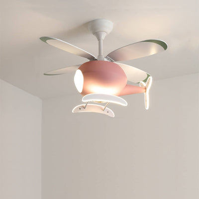 Simple Cartoon Aircraft LED Downrods Ceiling Fan Light