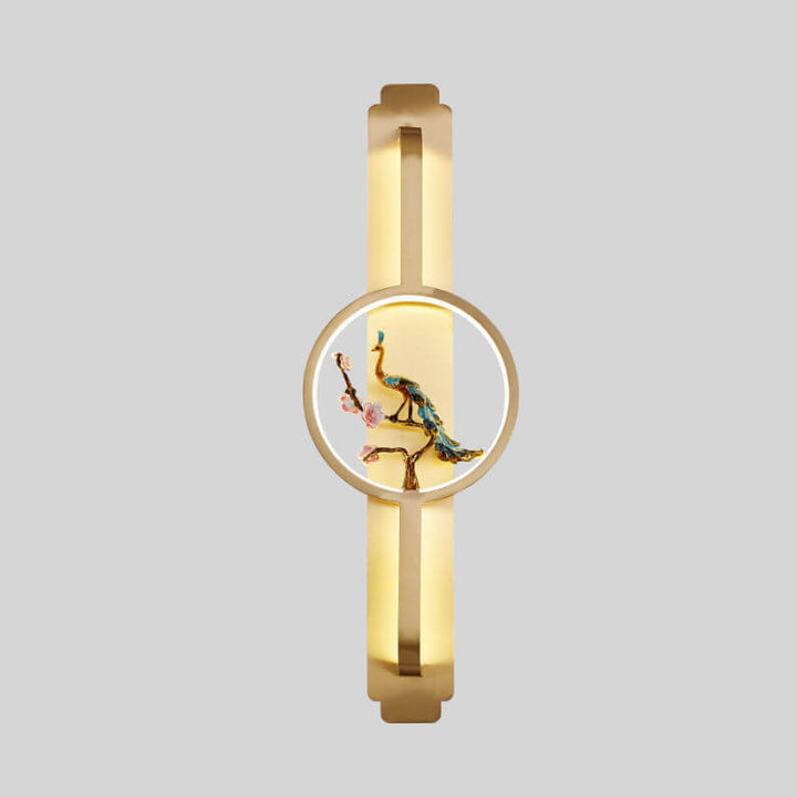 Moderne chinesische Kupfer lange runde LED-Wandleuchte 