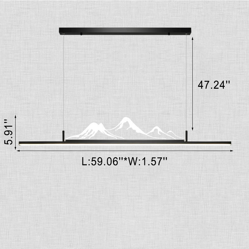 Dekorativer LED-Kronleuchter im chinesischen Stil mit langem Streifen und Berggipfeldesign 