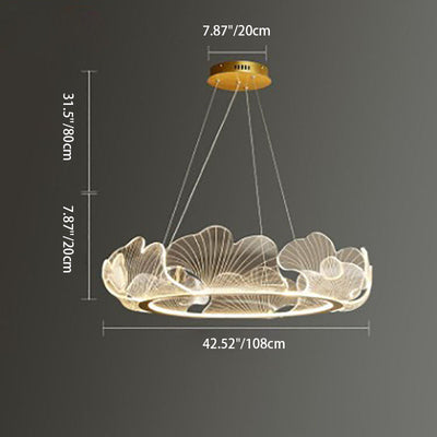 Contemporary Creative Ginkgo Leaf Iron Acrylic LED Pendant Light For Living Room