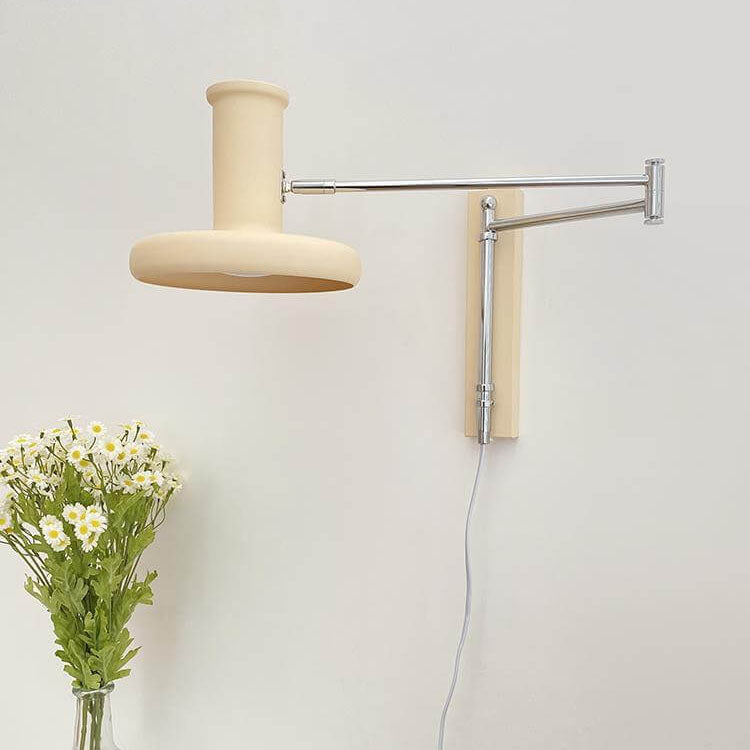 Nordic Minimalist  Beige Swing Arm 1-Light Wall Sconce Lamp