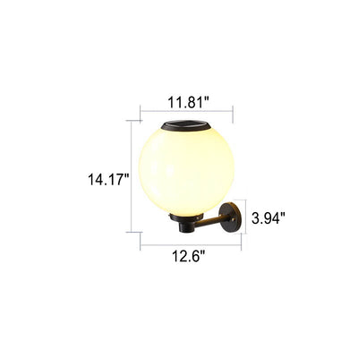 Lampe d'applique murale LED étanche à boule ronde solaire extérieure moderne 