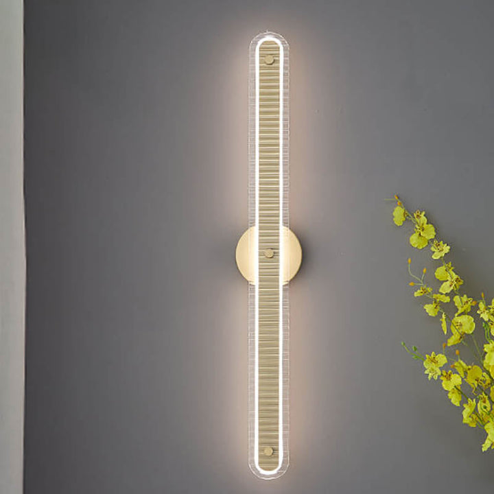 Lámpara Aplique de Pared LED de Vidrio y Cobre de Tira Larga de Lujo Moderno 