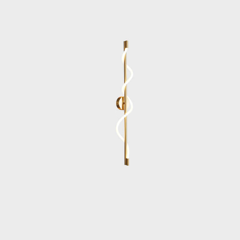 Modern Minimalist Copper-Plated Iron Twist Curve Long Bar Copper LED Wall Sconce Lamp For Living Room