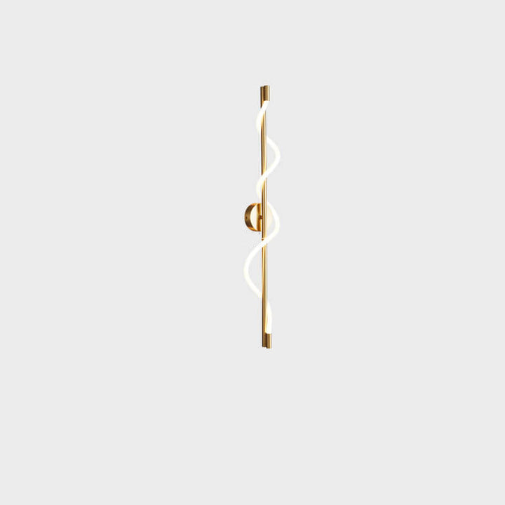 Modern Minimalist Copper-Plated Iron Twist Curve Long Bar Copper LED Wall Sconce Lamp For Living Room