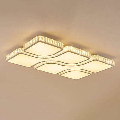Modern Light Luxury Gold Rectangular Metal LED Flush Mount Light