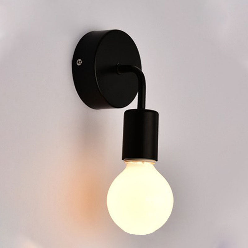 Lámpara Aplique de Pared de 1 Luz de Madera Curvada de Hierro de Simplicidad Moderna para Dormitorio 