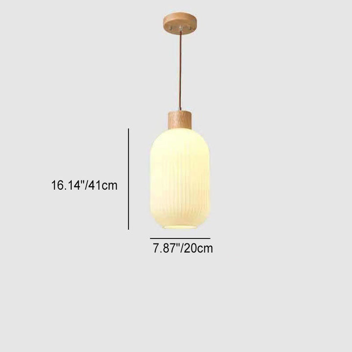 Traditional Japanese Log Solid Wood Strip Glass Jar 1/2/3 Light Island Pendant Light For Living Room