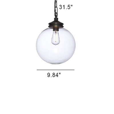 Vintage Minimalist Clear Glass Orb 1-Light Pendant Light