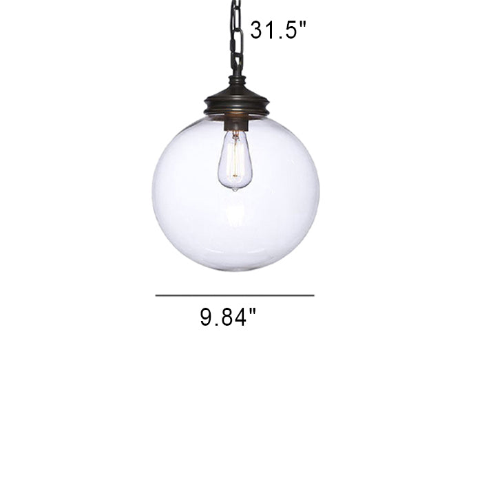 Vintage Minimalist Clear Glass Orb 1-Light Pendant Light