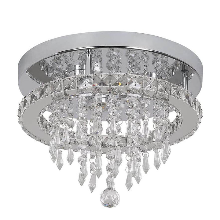 Modern Light Luxury Round Crystal LED Flush Mount Ceiling Light