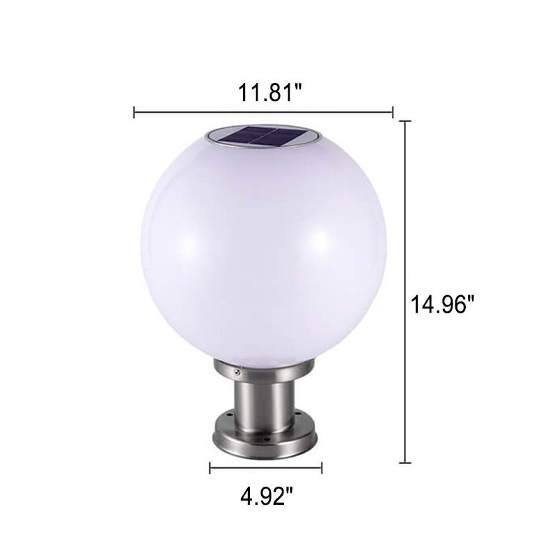 Lampe LED solaire à tête ronde en acier inoxydable et acrylique, luminaire décoratif d&