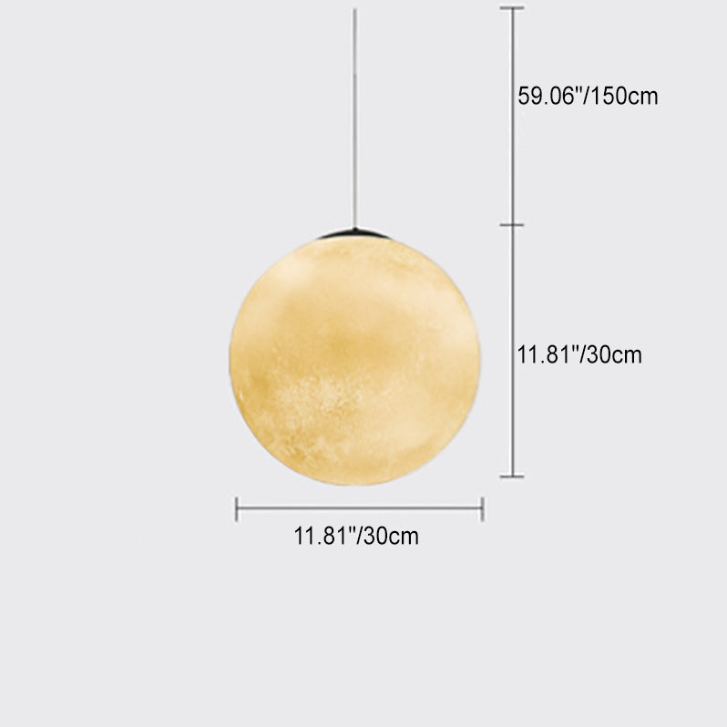 Contemporary Creative Moon Resin Fiber 1-Light Pendant Light For Bedroom