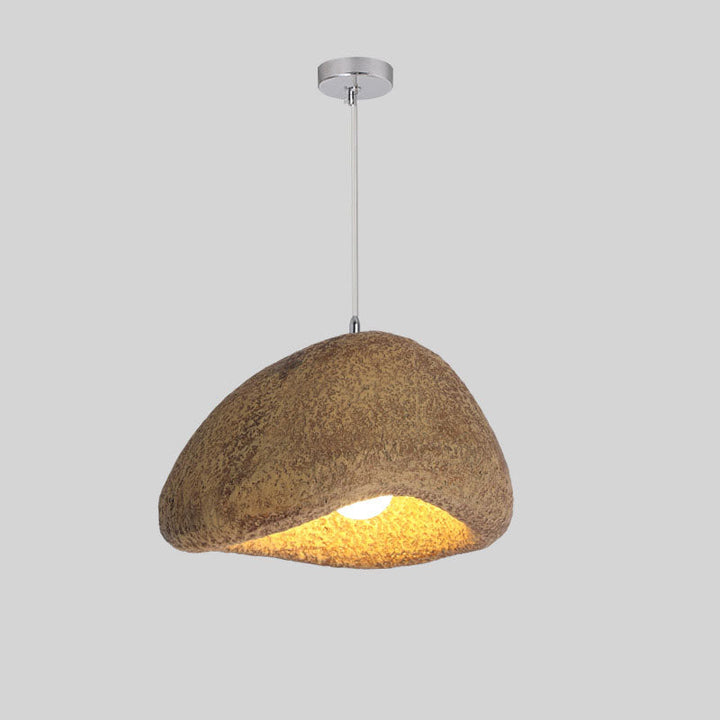 Suspension lumineuse 1 lumière en résine imitation pierre Wabi-sabi japonaise 