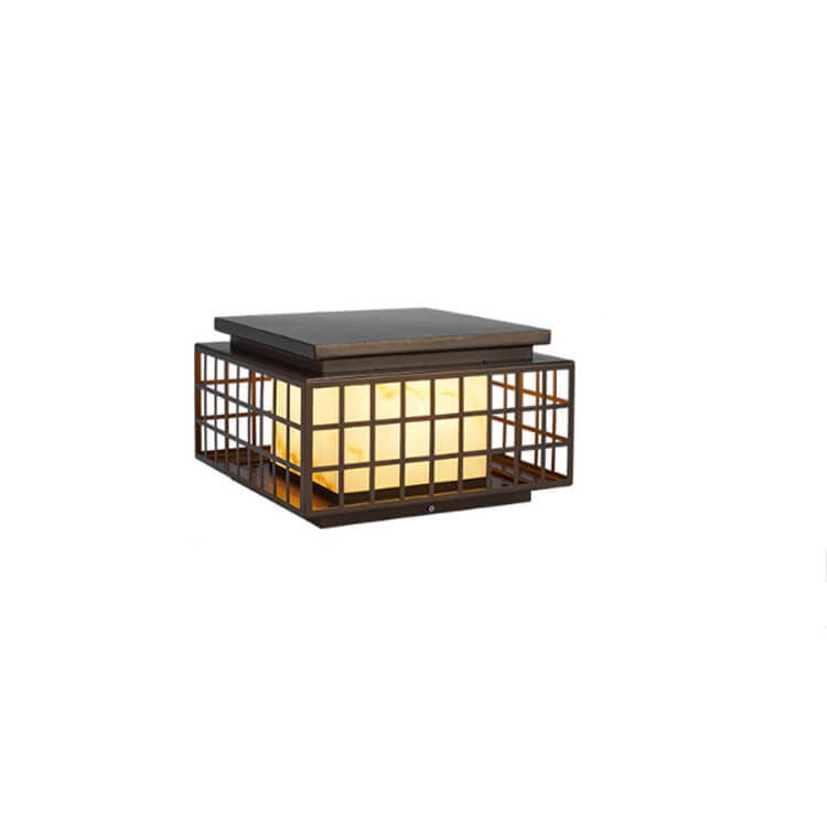 Modern Chinese Square Column Outdoor Waterproof Patio 1-Light Landscape Light