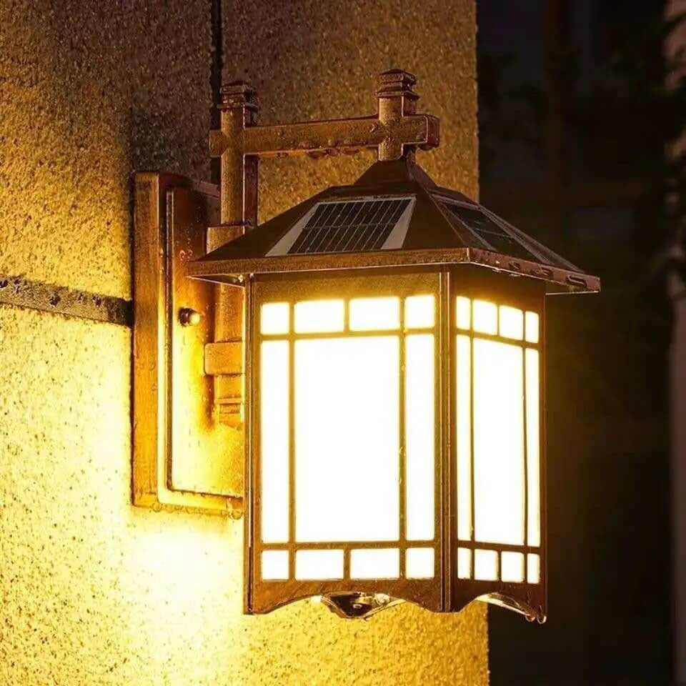 Lampe murale 1 lumière en forme de pavillon chinois en aluminium solaire étanche moderne 