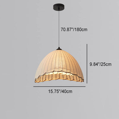 Japanese Wabi-sabi Striped Fabric Dome 1-Light Pendant Light
