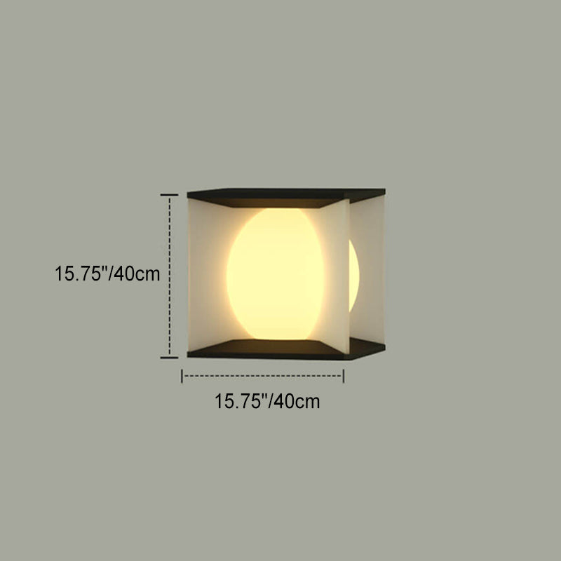 Modern Simplicity Square Acrylic Ball Design Post Head LED Patio Waterproof Landscape Light For Outdoor