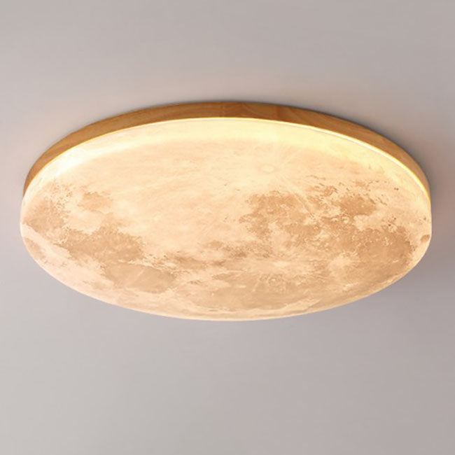 Modern Minimalist Moon Round Hardware PVC Acrylic LED Flush Mount Ceiling Light For Living Room