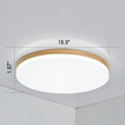 Nordic Simplicity Solid Wood Round PVC LED Flush Mount Ceiling Light