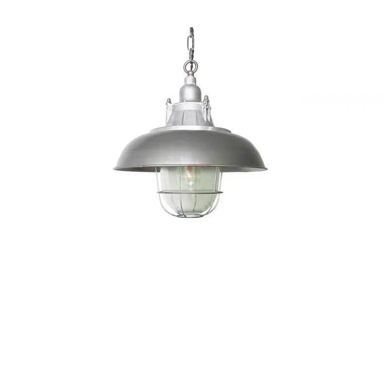 Vintage Industrial Aluminum Iron Glass Dome 1-Light Pendant Light