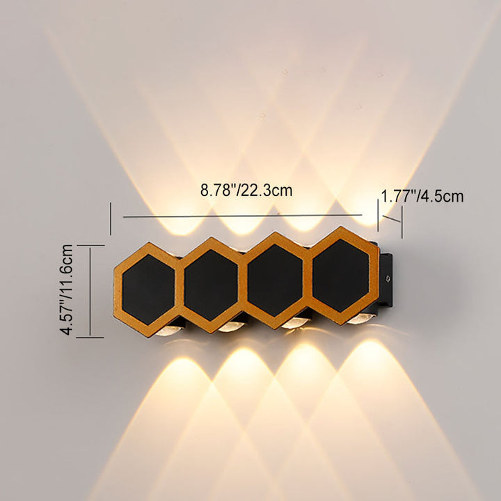 Contemporary Creative Waterproof Aluminum Honeycomb Shape PC Lens LED Wall Sconce Lamp For Outdoor Patio