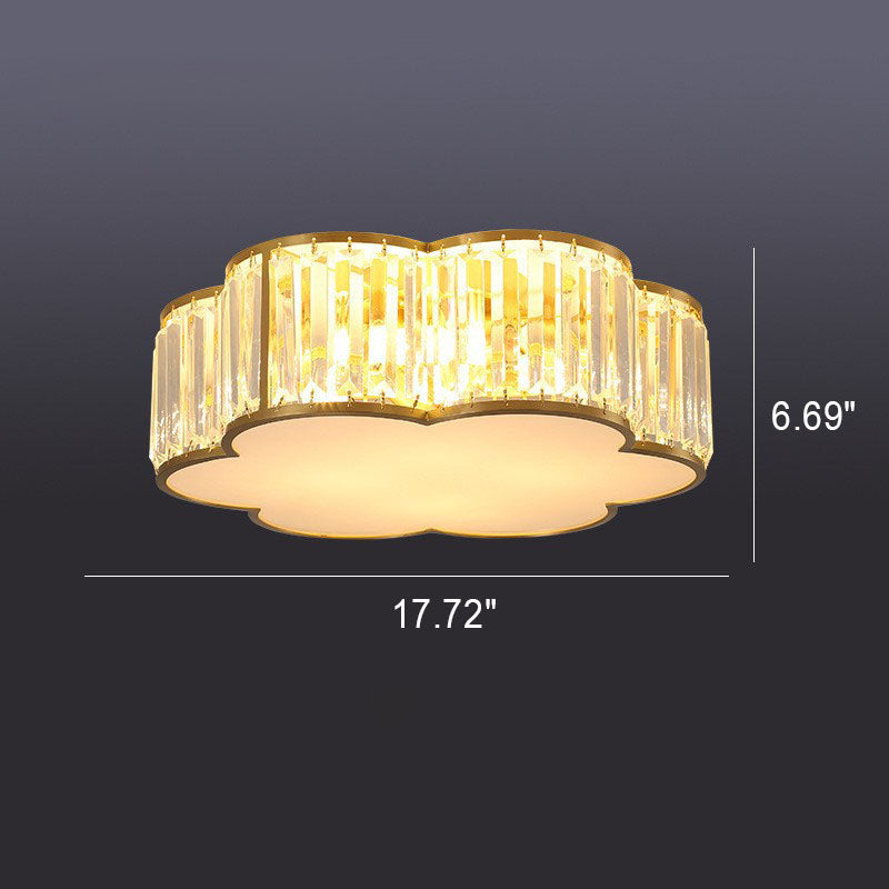 Modern Luxury Crystal Gold Geometric Shape 4/5 Light Semi- Flush Mount Ceiling Light