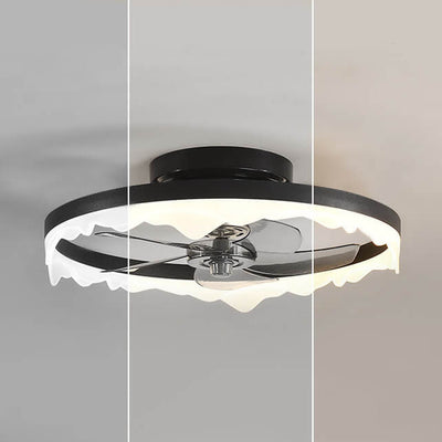 Minimalistische runde LED-Deckenventilatorleuchte mit halbbündigem Rand aus Acryl 