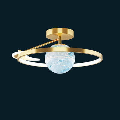 Moderne Space Planet Globe LED-Deckenleuchte mit halbbündiger Montage 