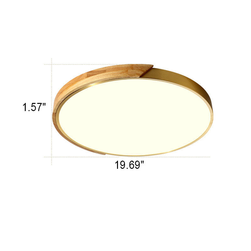 Iluminación empotrada LED redonda moderna de lujo ligero de cobre y madera 