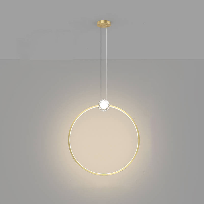 European Light Luxury Round Copper Crystal LED Pendelleuchte 