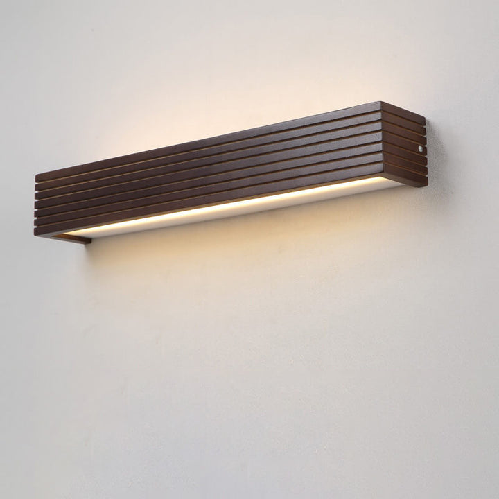 Moderne chinesische Walnuss Quadrat Bar Eitelkeit LED Wandleuchte 