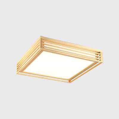 Nordic Solid Wood Square LED Japanese Tatami Flush Mount Ceiling Light