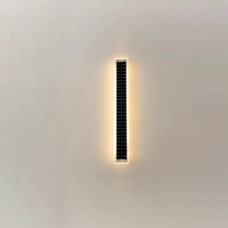 Minimalist Outdoor Solar Rectangular Strip Waterproof Patio LED Wall Sconce Lamp