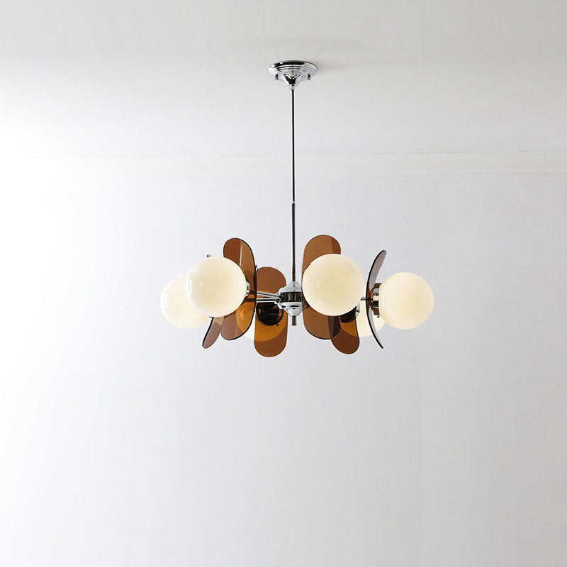 Moderner Mid-Century Acryl Magic Bean Glasschirm 3/5/6/8-Licht Kronleuchter für Wohnzimmer