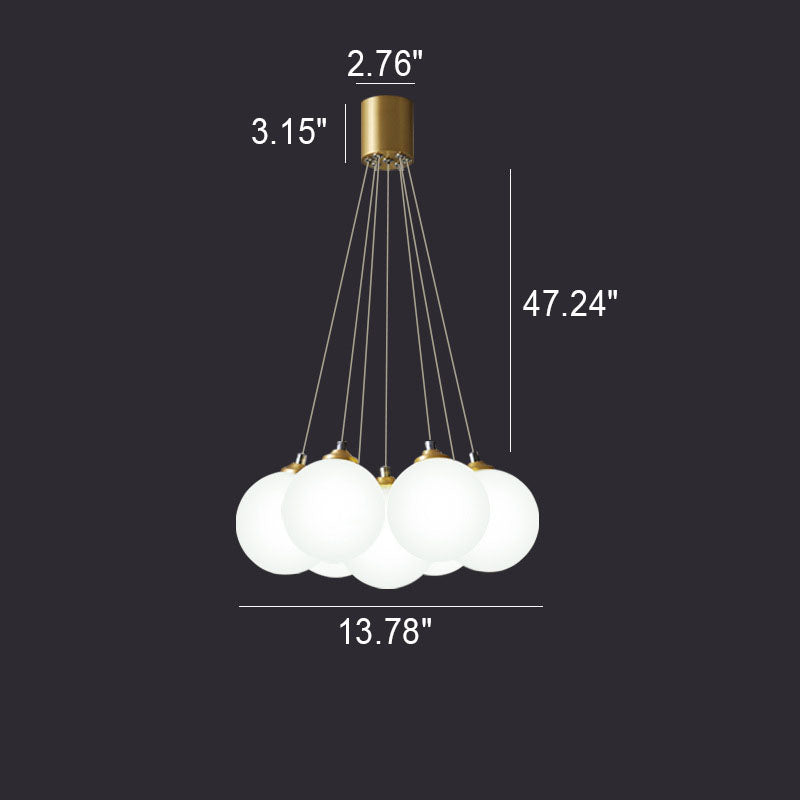 Nordic Light Luxury Glass Balloon Brass 4/5/7 Light Chandelier