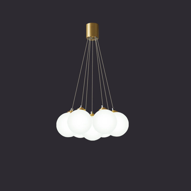 Nordic Light Luxury Glasballon Messing 4/5/7 Licht Kronleuchter 