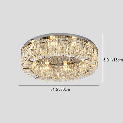 Modern Luxury Dazzling Prismatic Crystal Round Shade 5/8/12-Light Flush Mount Ceiling Light For Living Room