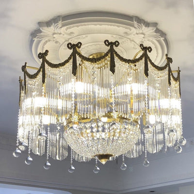 French Luxury Crystal Tassel Bead Design  6/7/9 Light Chandelier