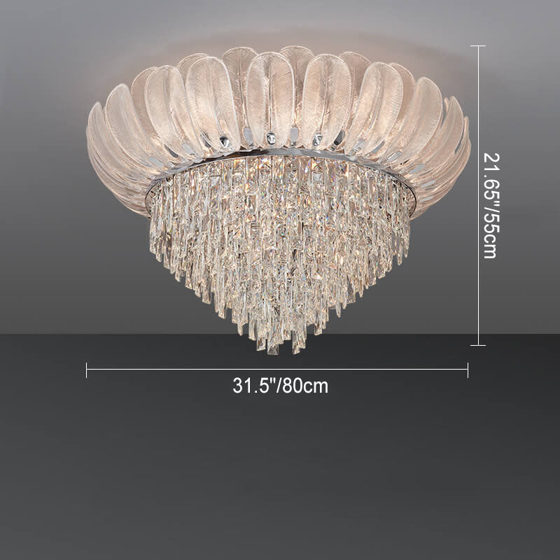 Lustre de plafond encastré en verre cristal de luxe européen moderne 9/12/16 lumières 