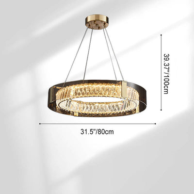 Italian Light Luxury Crystal Circle Plating LED Chandelier