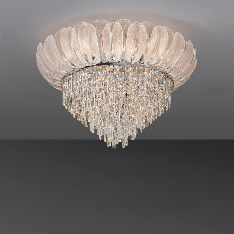 Lustre de plafond encastré en verre cristal de luxe européen moderne 9/12/16 lumières 