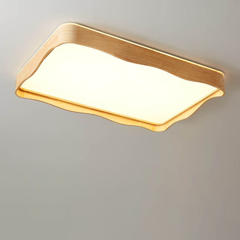 Luz de techo LED montada al ras con diseño de ondas cuadradas originales japonesas de madera 