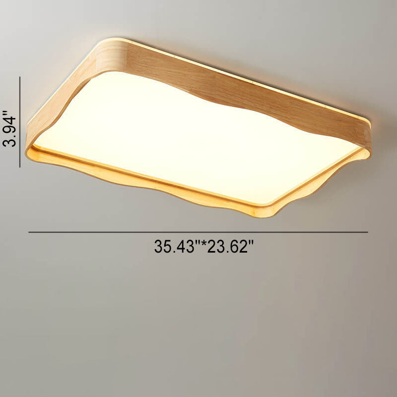 Luz de techo LED montada al ras con diseño de ondas cuadradas originales japonesas de madera 