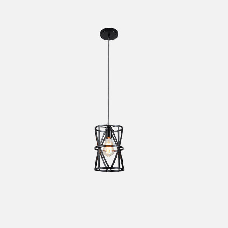 Industrial Vintage Iron Geometric Lantern 1-Light Pendant Light