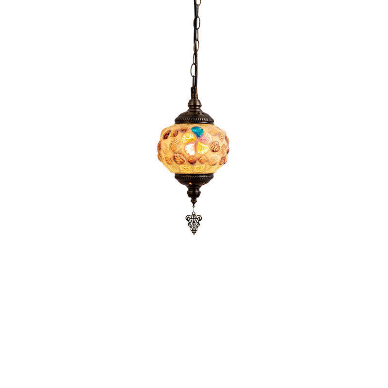 Lámpara colgante de 1 luz de hierro y vidrio rústico vintage nórdico 