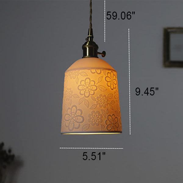 Moderne 1-flammige Pendelleuchte aus Keramik im Vintage-Stil aus Messing 