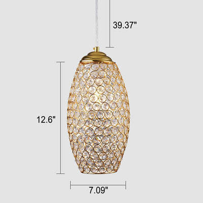 European Light Luxury Geometric Hardware Crystal 1-Light Pendant Light